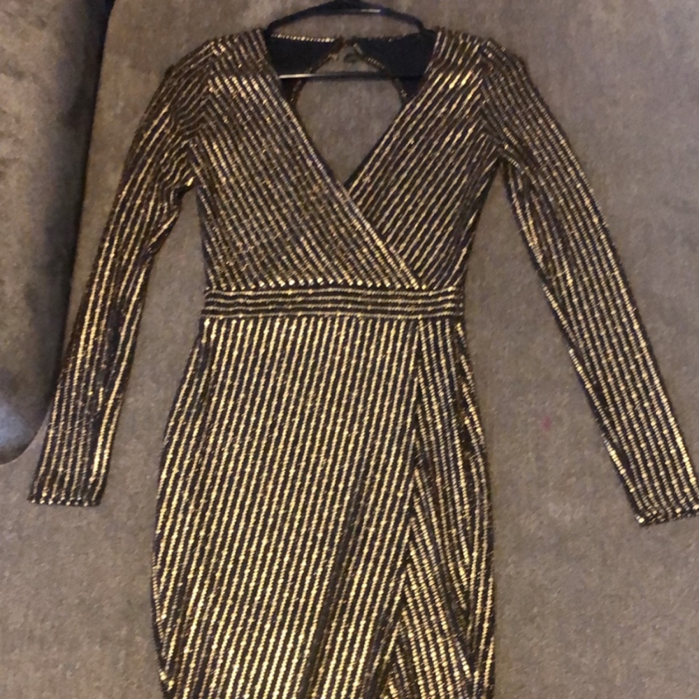 up to knee Gold and Black Dress